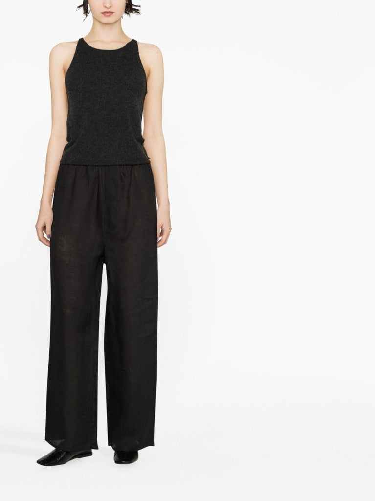 Black Domond Linen Trousers