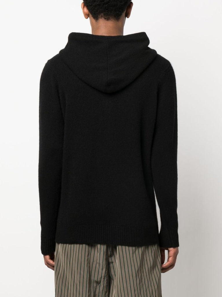 Black Knitted Cashmere Hoodie
