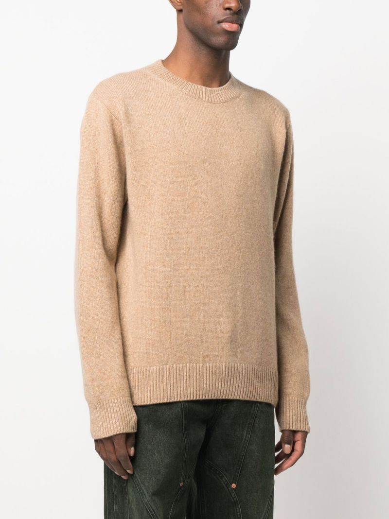Beige Round Neck Long Sleeve Jumper