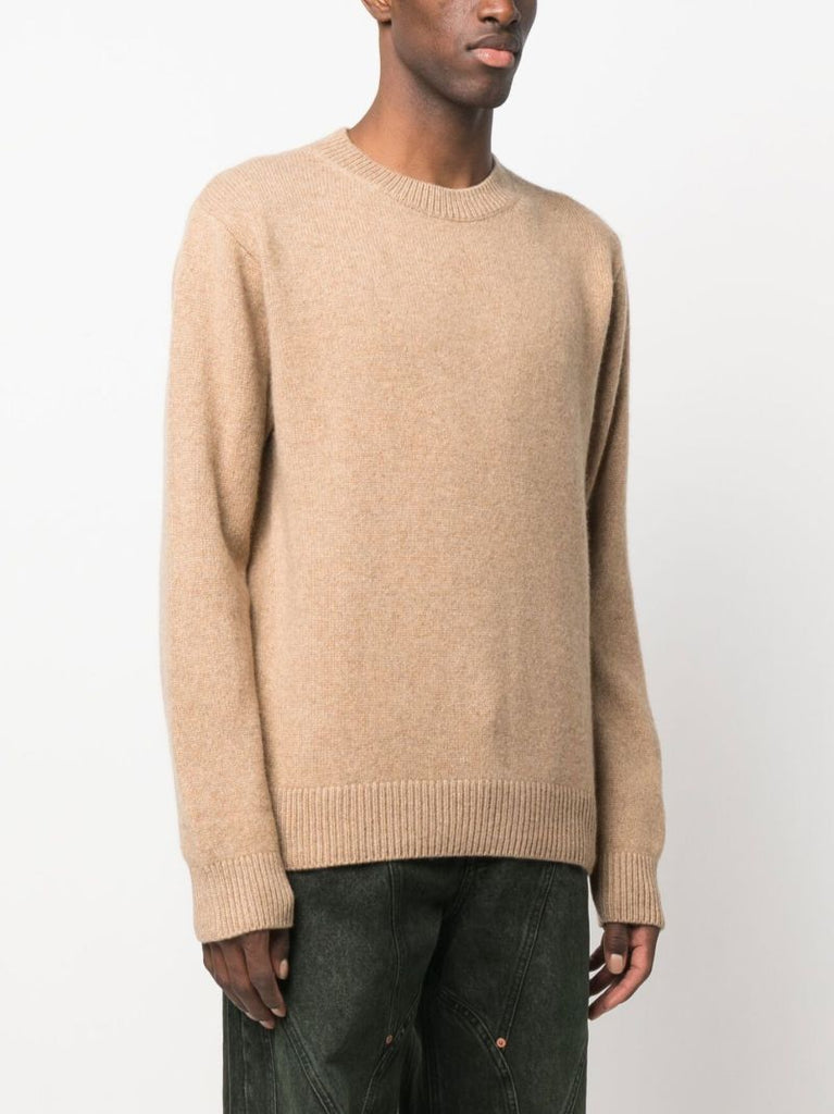 Beige Round Neck Long Sleeve Jumper