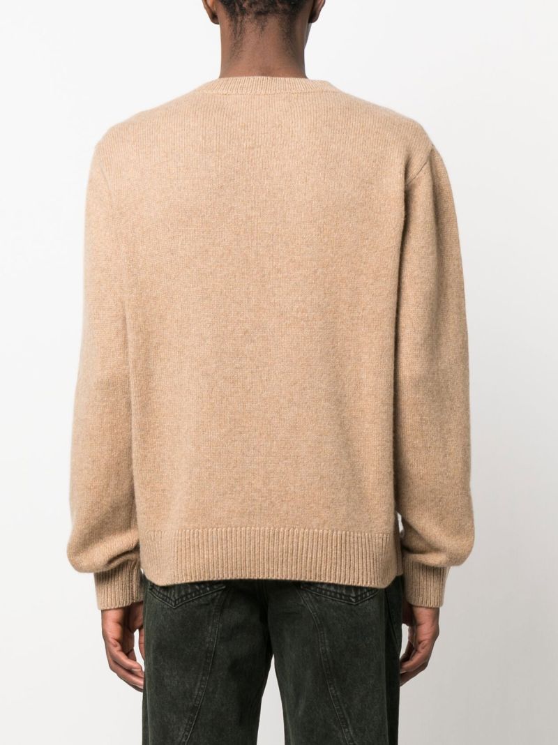 Beige Round Neck Long Sleeve Jumper
