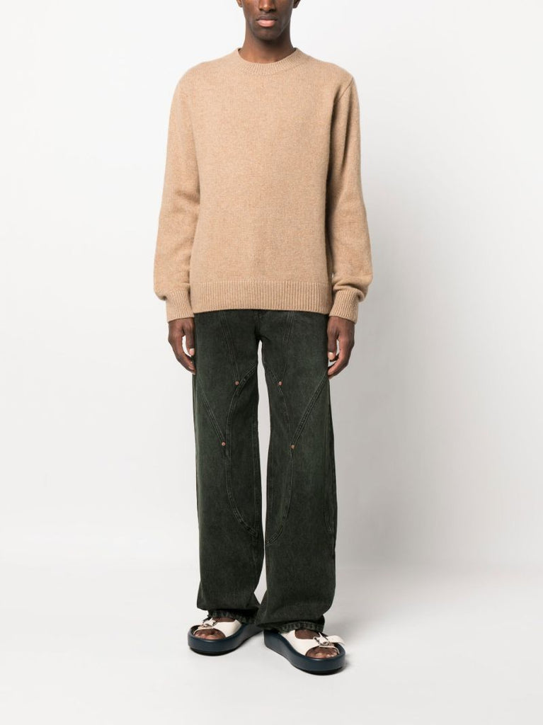 Beige Round Neck Long Sleeve Jumper