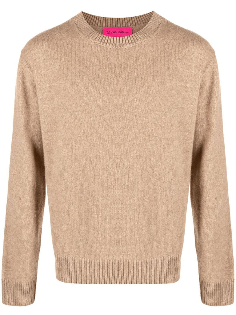 Beige Round Neck Long Sleeve Jumper