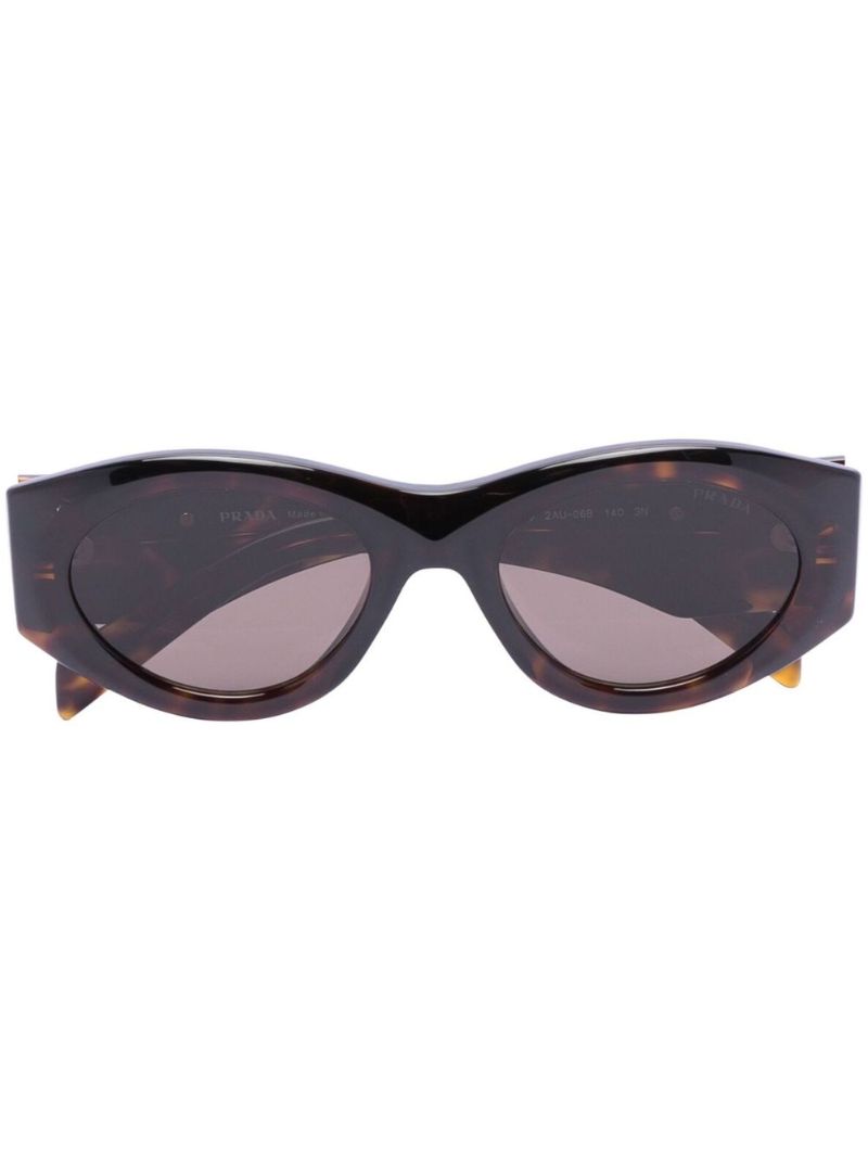 Brown Tortoise Oval Temple Sunglasses