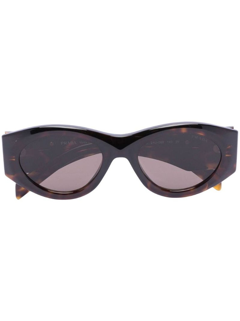 Brown Tortoise Oval Temple Sunglasses