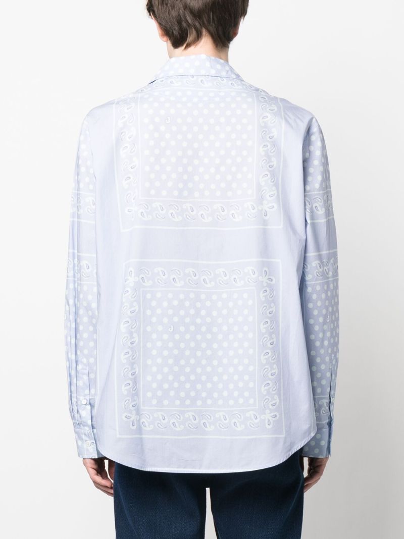 Blue Paisley Print Long-sleeved Cotton Shirt