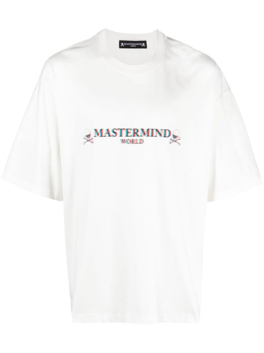 White Logo Print Cotton T-shirt