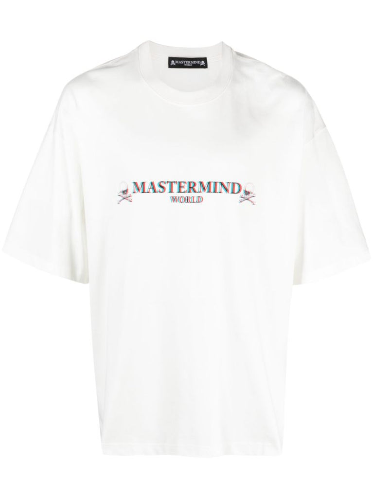 White Logo Print Cotton T-shirt