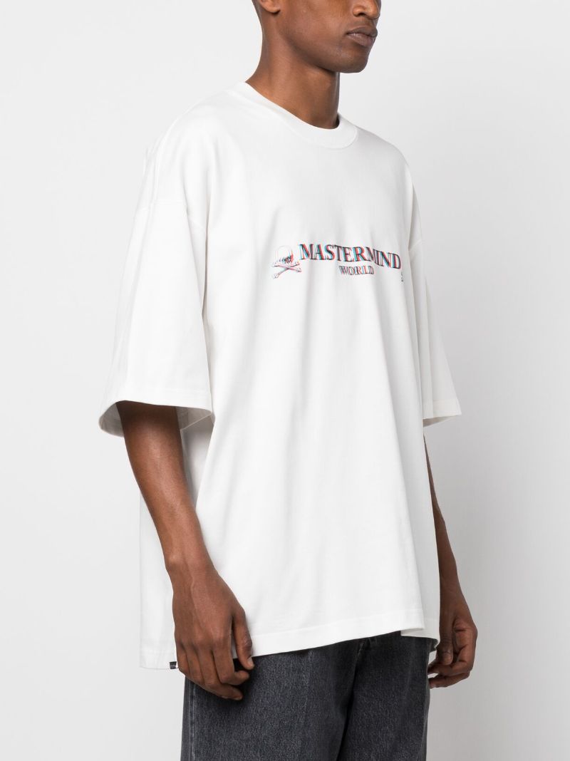 White Logo Print Cotton T-shirt