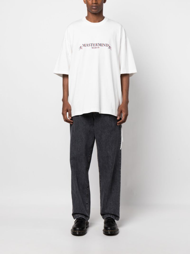 White Logo Print Cotton T-shirt