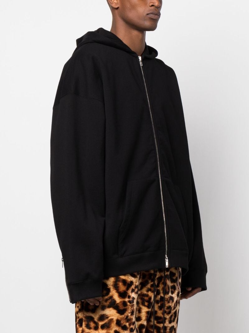Black Skull Embellished Zip-up Hoodie