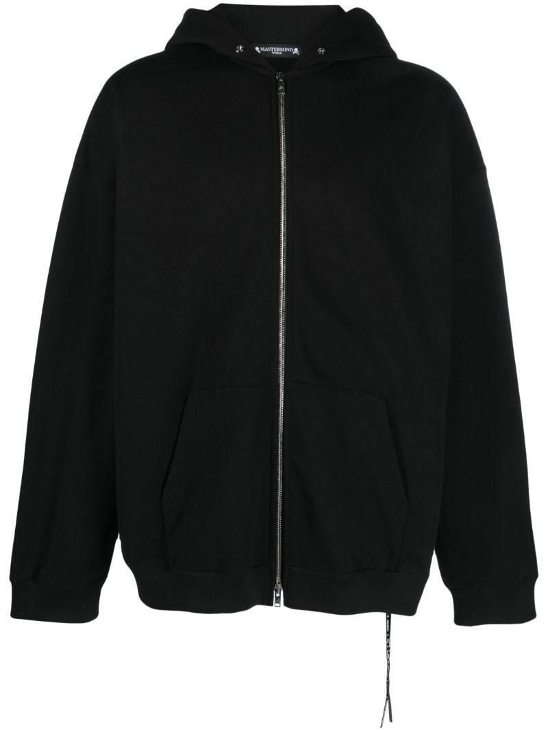 Black Skull Embellished Zip-up Hoodie