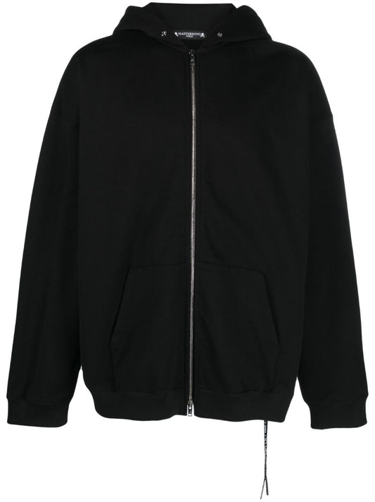 Black Skull Embellished Zip-up Hoodie