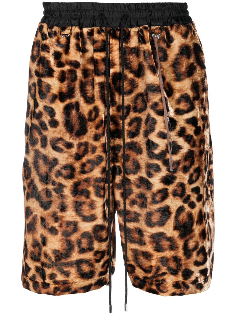 Brown Leopard Print Track Shorts