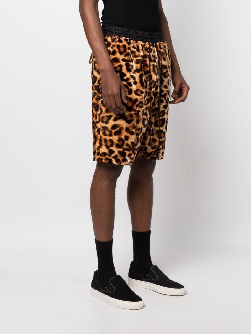 Brown Leopard Print Track Shorts