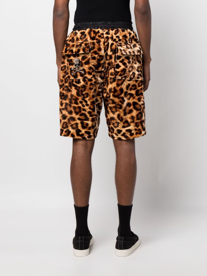 Brown Leopard Print Track Shorts