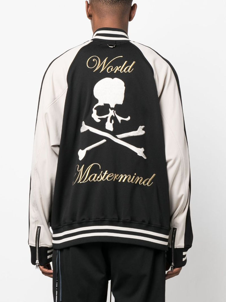 Black Skull Embroidered Bomber Jacket