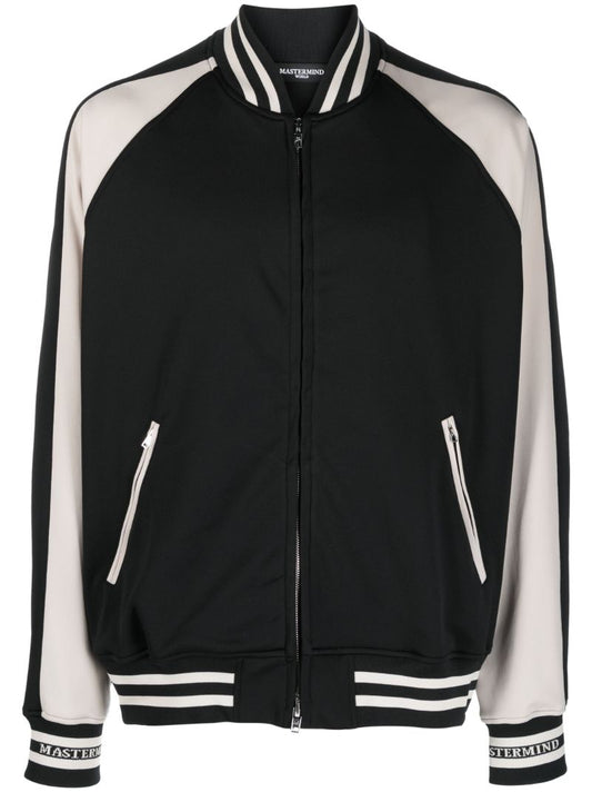 Black Skull Embroidered Bomber Jacket