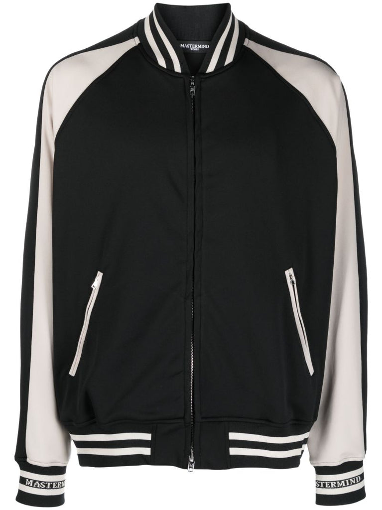Black Skull Embroidered Bomber Jacket