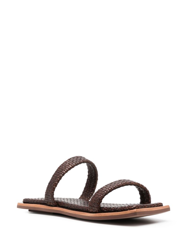 Antique Tan Brown Interwoven Flat Leather Sandals