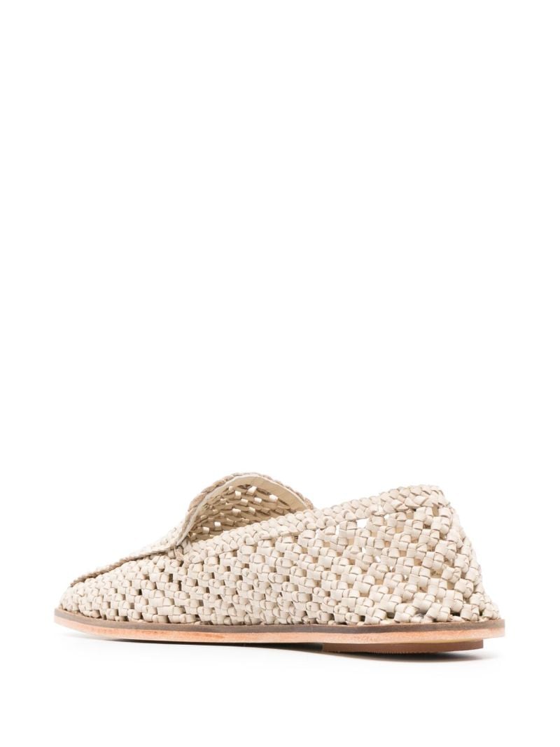 Neutral Square-toe MacramÃ_x0083_Â© Leather Loafers