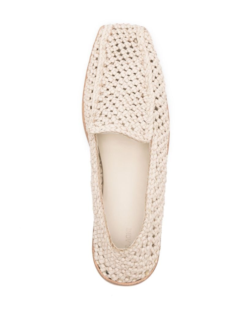 Neutral Square-toe MacramÃ_x0083_Â© Leather Loafers