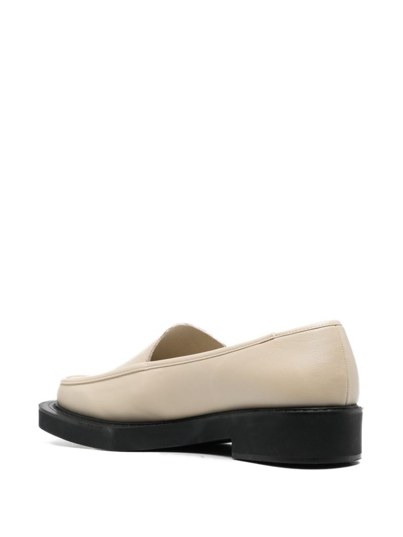 Neutral Square Leather Loafers