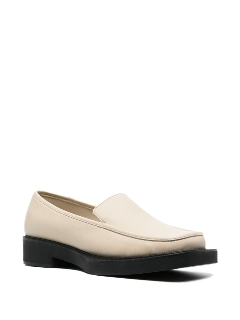 Neutral Square Leather Loafers