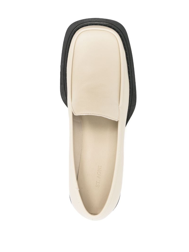 Neutral Square Leather Loafers