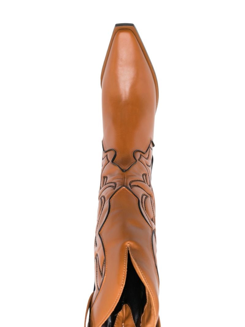 Brown Leather Olive Cowboy Boots