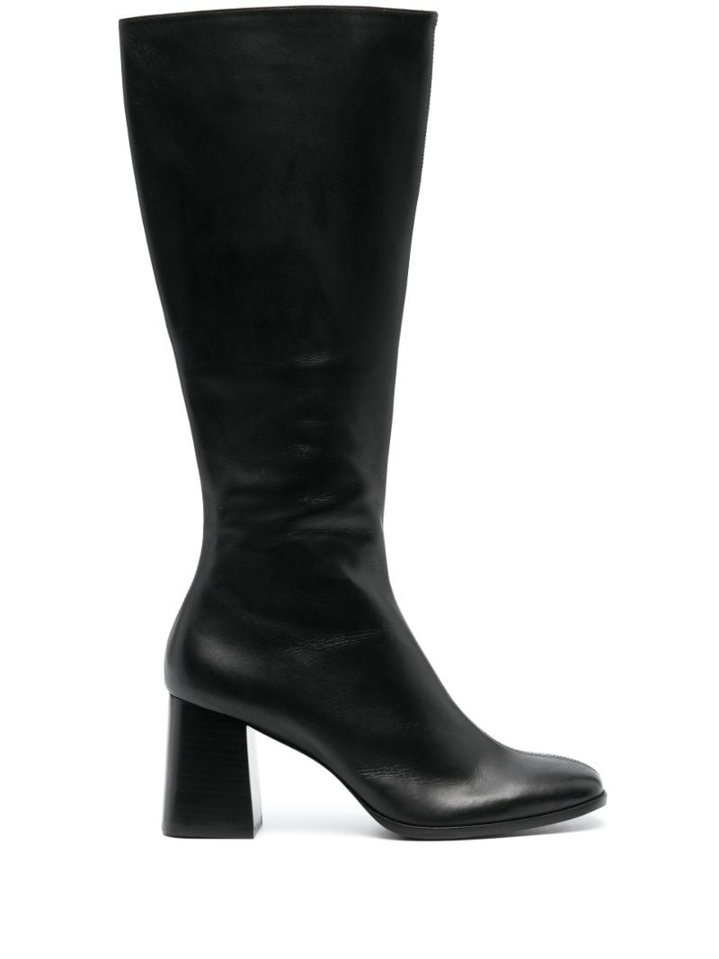 Black Nylah 80 Leather Knee-high Boots
