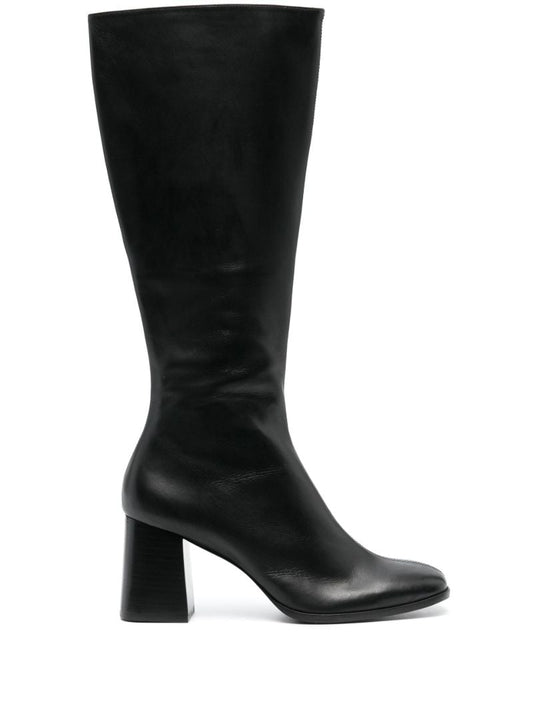 Black Nylah 80 Leather Knee-high Boots