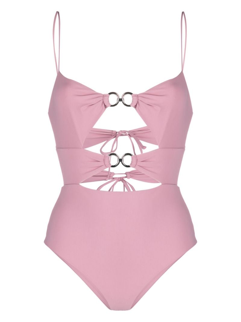 Pink Double-ring Draped Swimsuit
