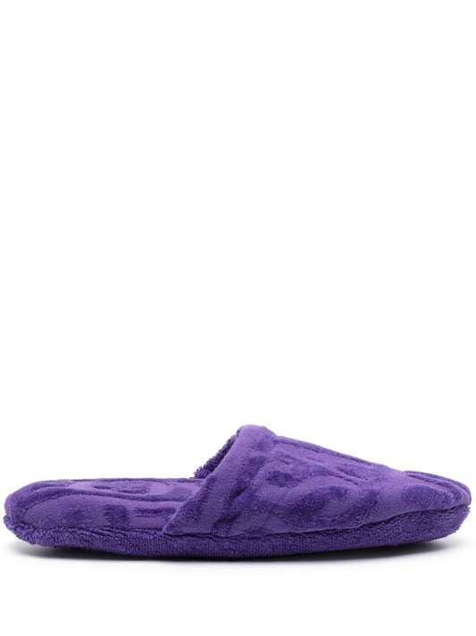 Purple Towelling Logo Slippers