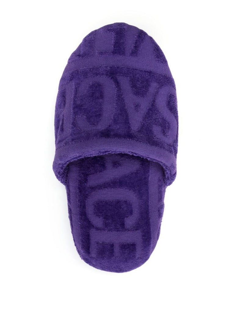 Purple Towelling Logo Slippers