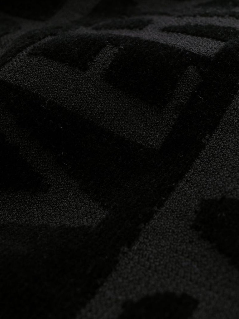 Black Logo Print Cotton Robe