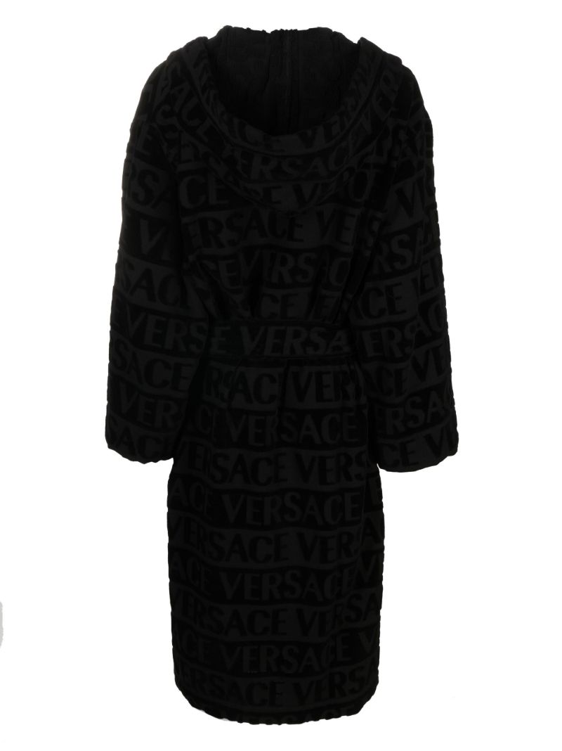 Black Logo Print Cotton Robe