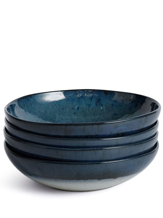 Blue Nero Stoneware Pasta Bowl Set