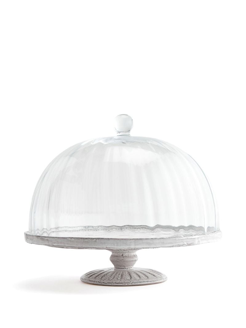 White Hillcrest Stoneware Cake Stand