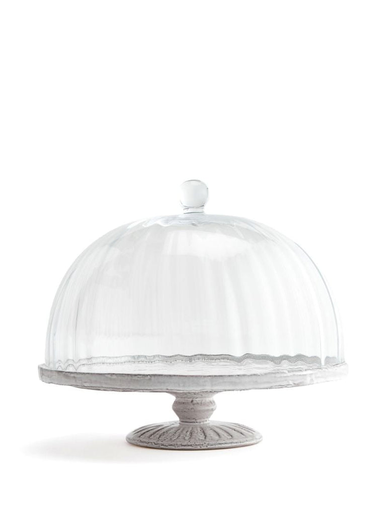 White Hillcrest Stoneware Cake Stand