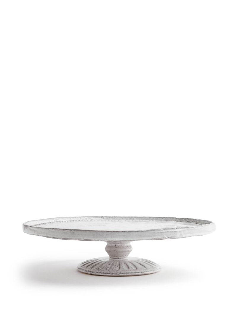 White Hillcrest Stoneware Cake Stand