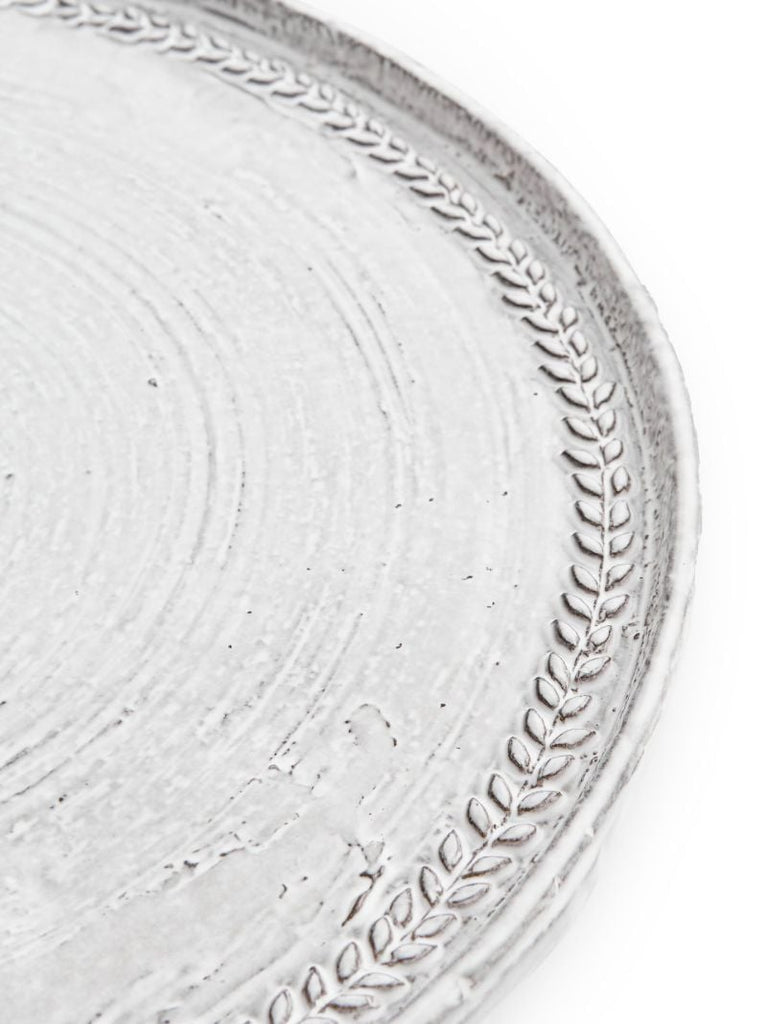 White Hillcrest Stoneware Cake Stand