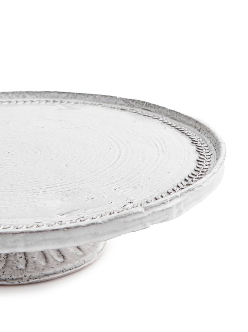 White Hillcrest Stoneware Cake Stand