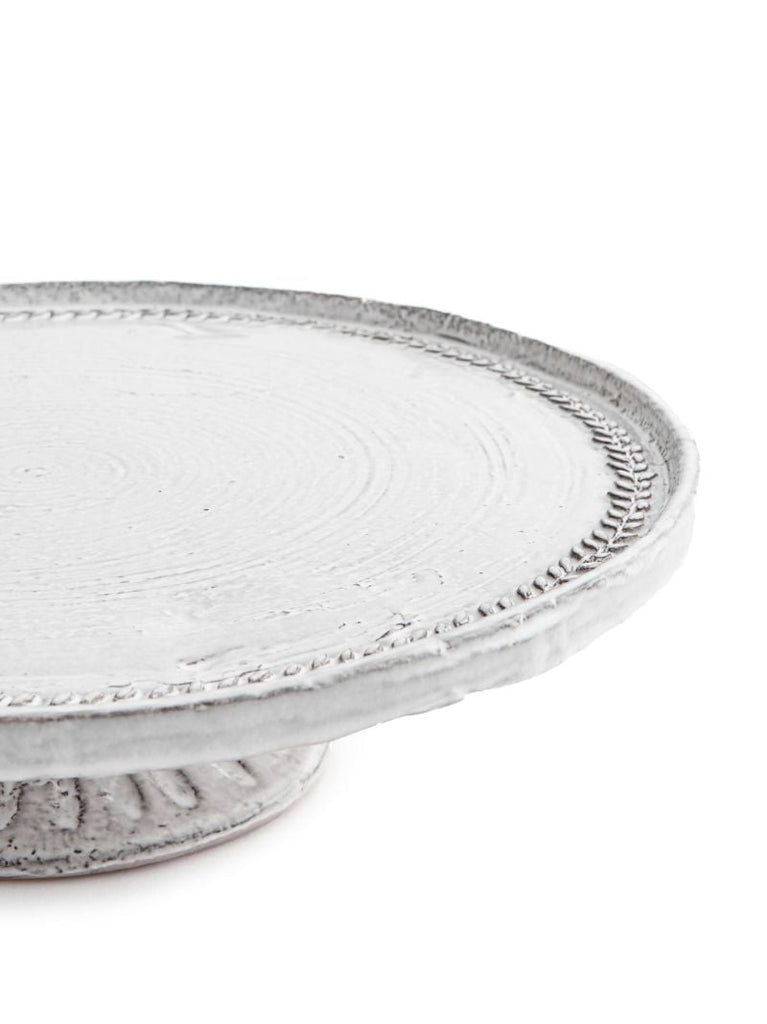 White Hillcrest Stoneware Cake Stand