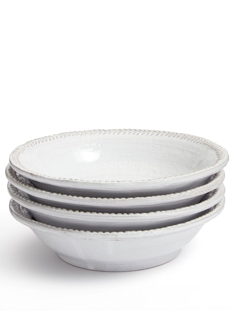 White Hillcrest Stoneware Pasta Bowl Set