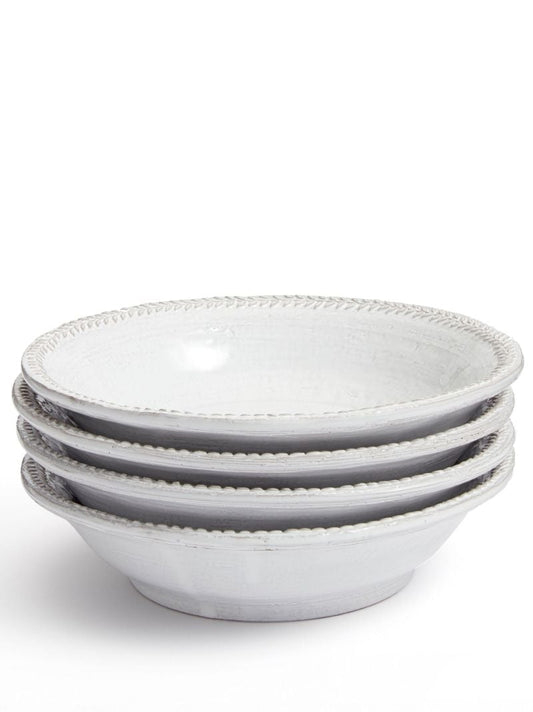 White Hillcrest Stoneware Pasta Bowl Set