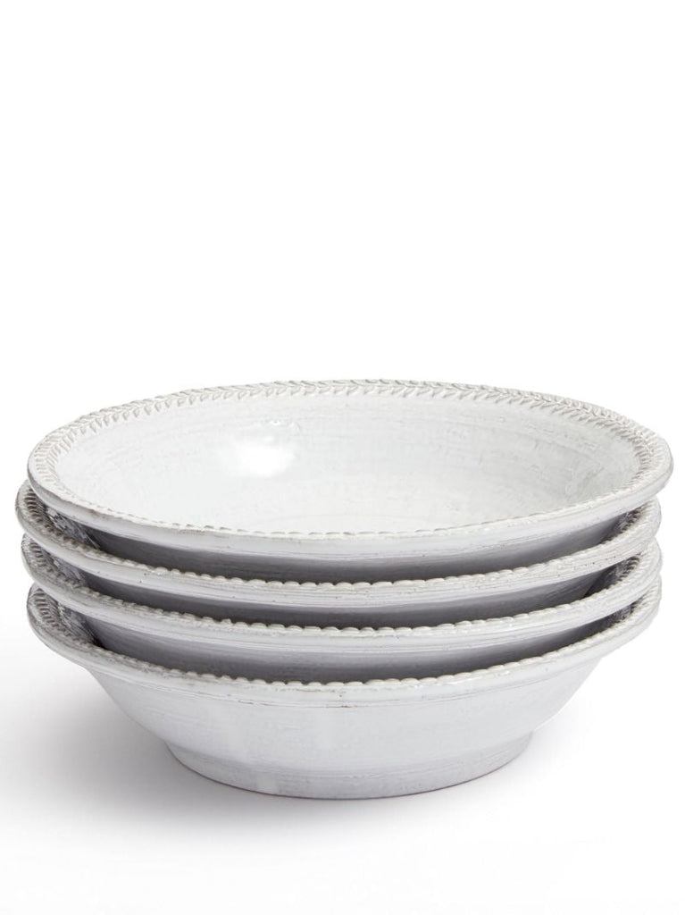 White Hillcrest Stoneware Pasta Bowl Set