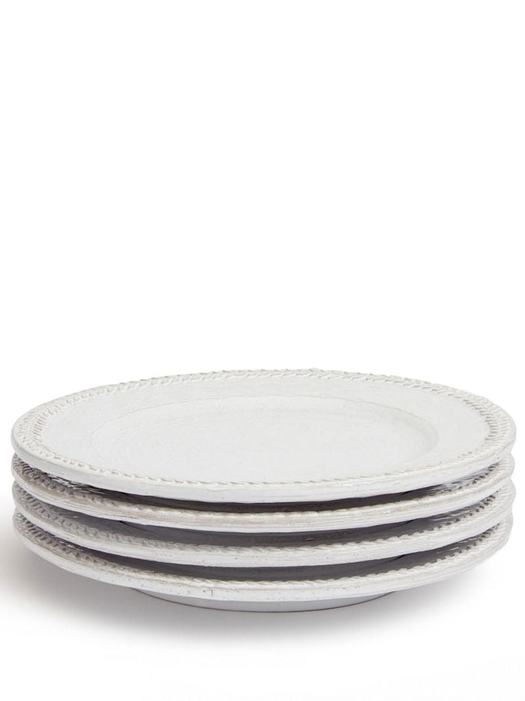 White Hillcrest Stoneware Side Plate Set