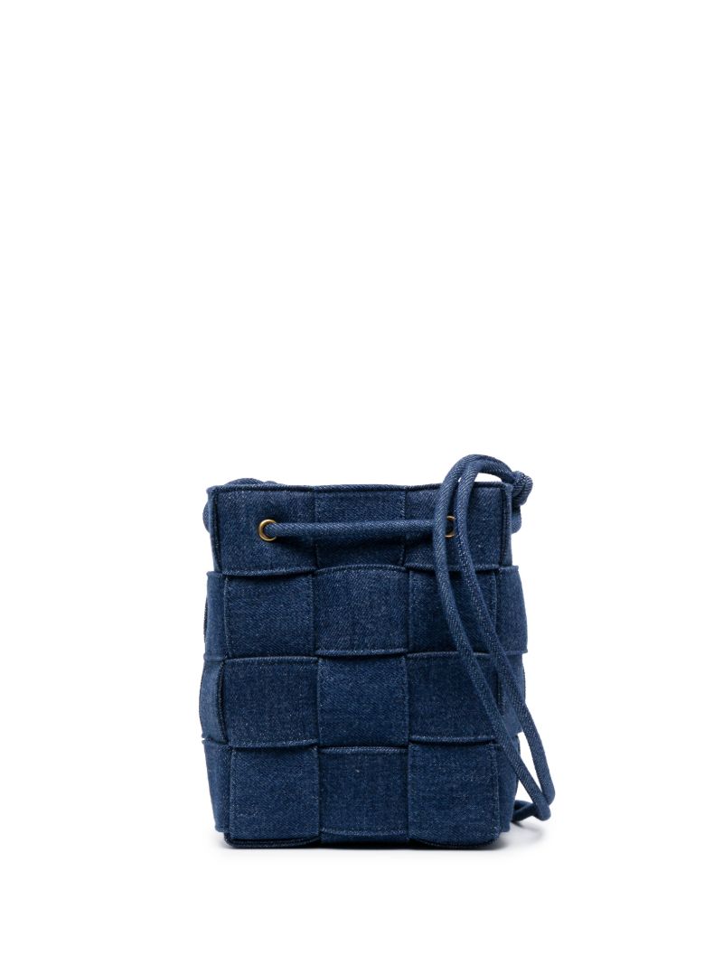 Blue Small Cassette Denim Bucket Bag