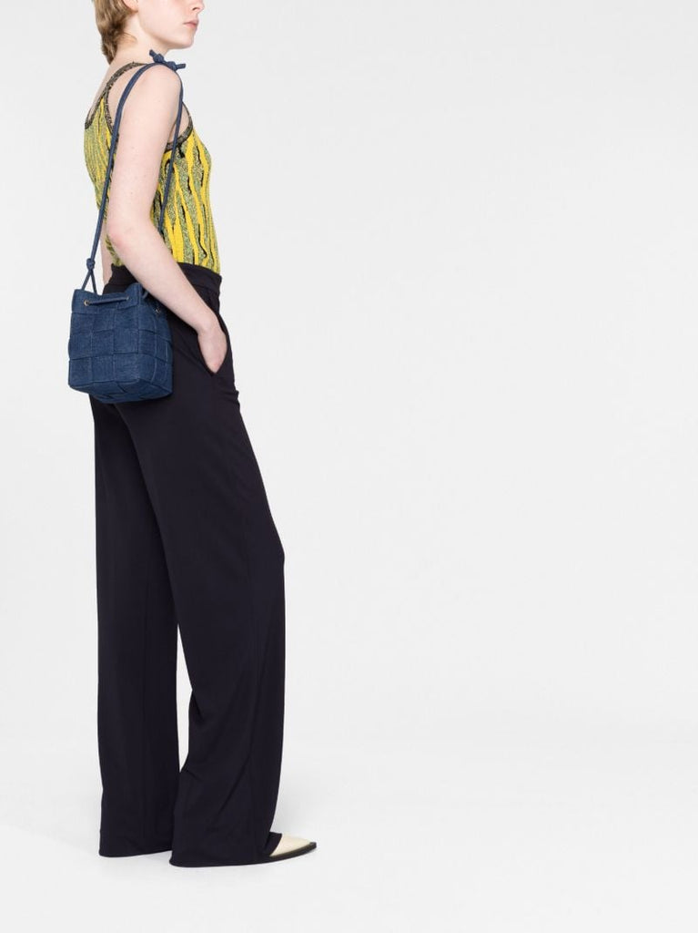 Blue Small Cassette Denim Bucket Bag